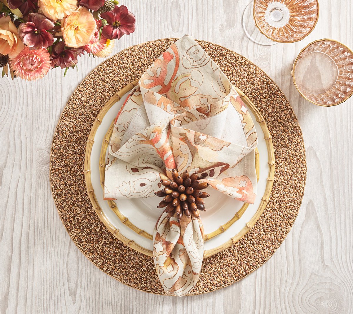 Giverny Napkin in Natural & Brown, Set of 4 Kim Seybert