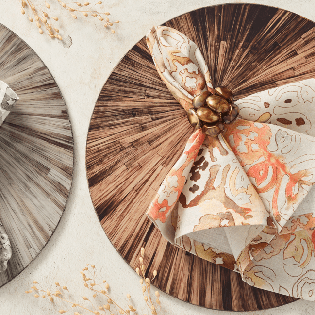 Giverny Napkin in Natural & Brown, Set of 4 Kim Seybert