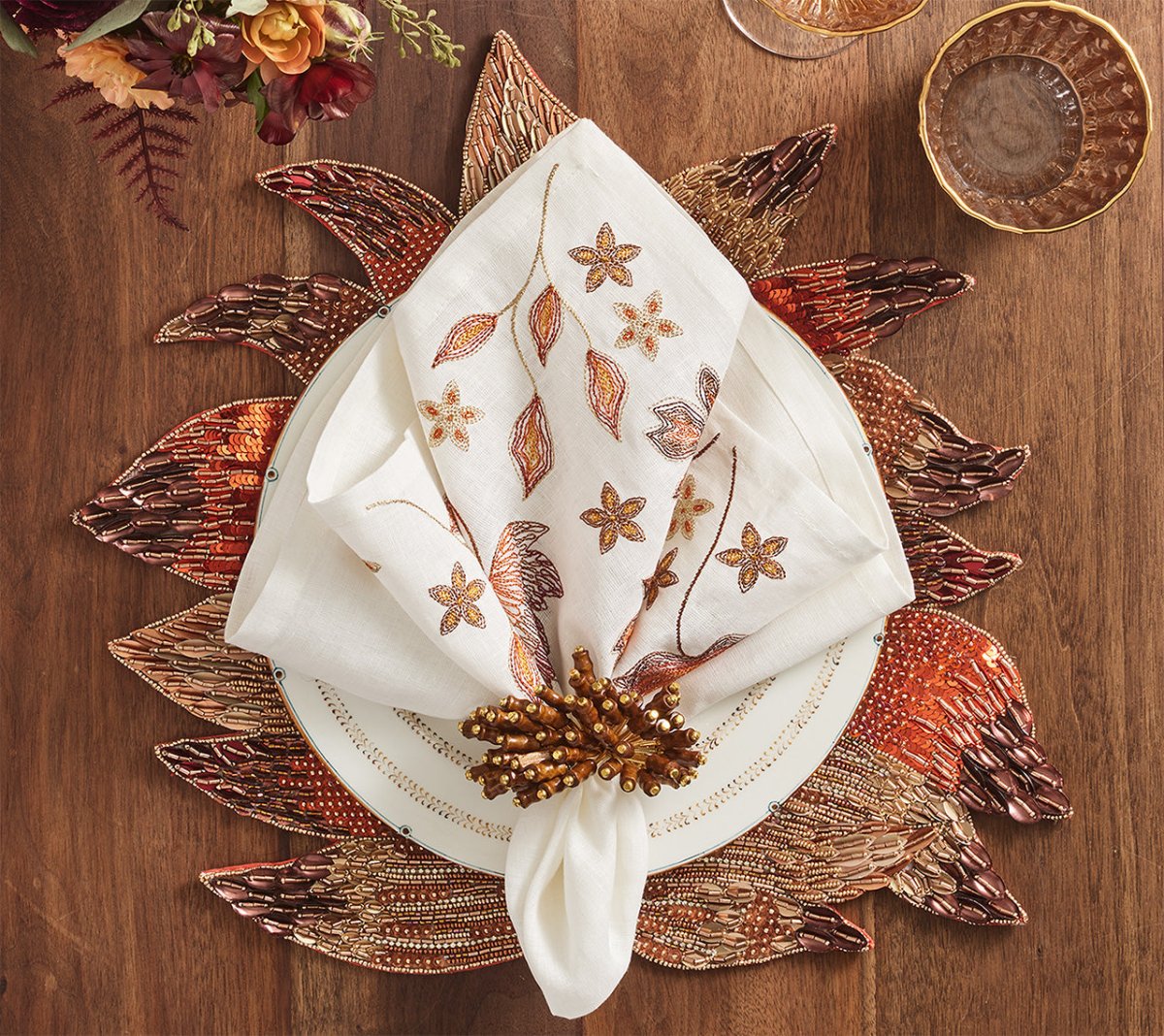 Harvest Placemat in Brown & Orange, Set of 2 Kim Seybert