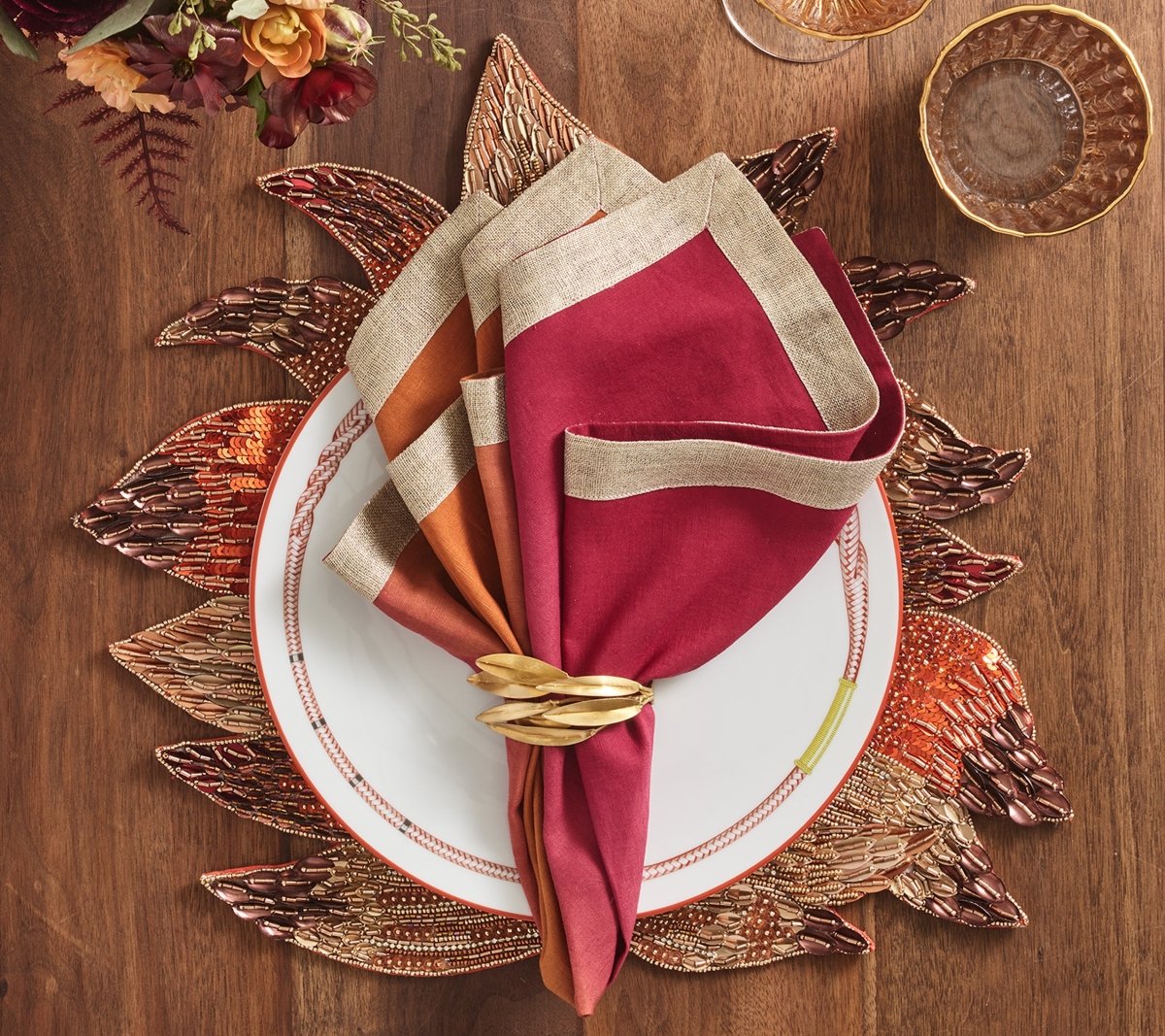 Harvest Placemat in Brown & Orange, Set of 2 Kim Seybert