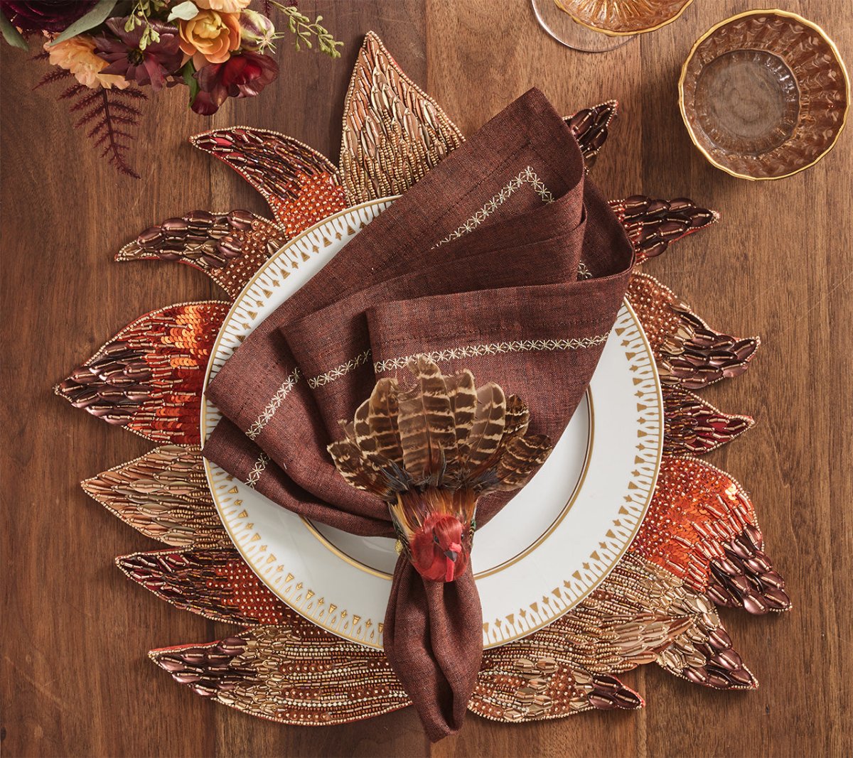 Harvest Placemat in Brown & Orange, Set of 2 Kim Seybert