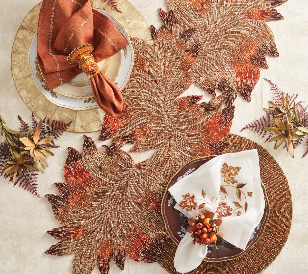 Harvest Table Runner in Brown & Orange Kim Seybert