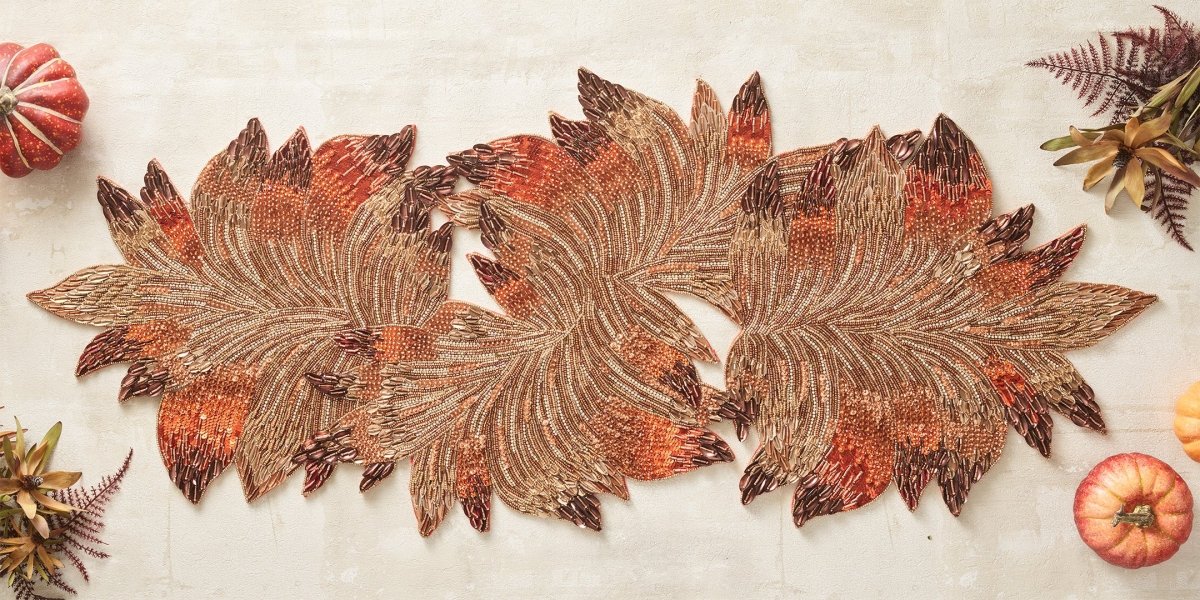 Harvest Table Runner in Brown & Orange Kim Seybert