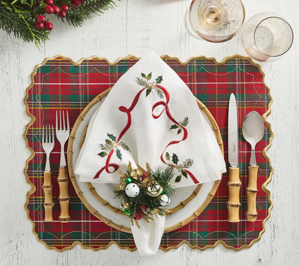 Holiday Threads Placemat in Red, Green & Gold Set of 4 by Kim Seybert