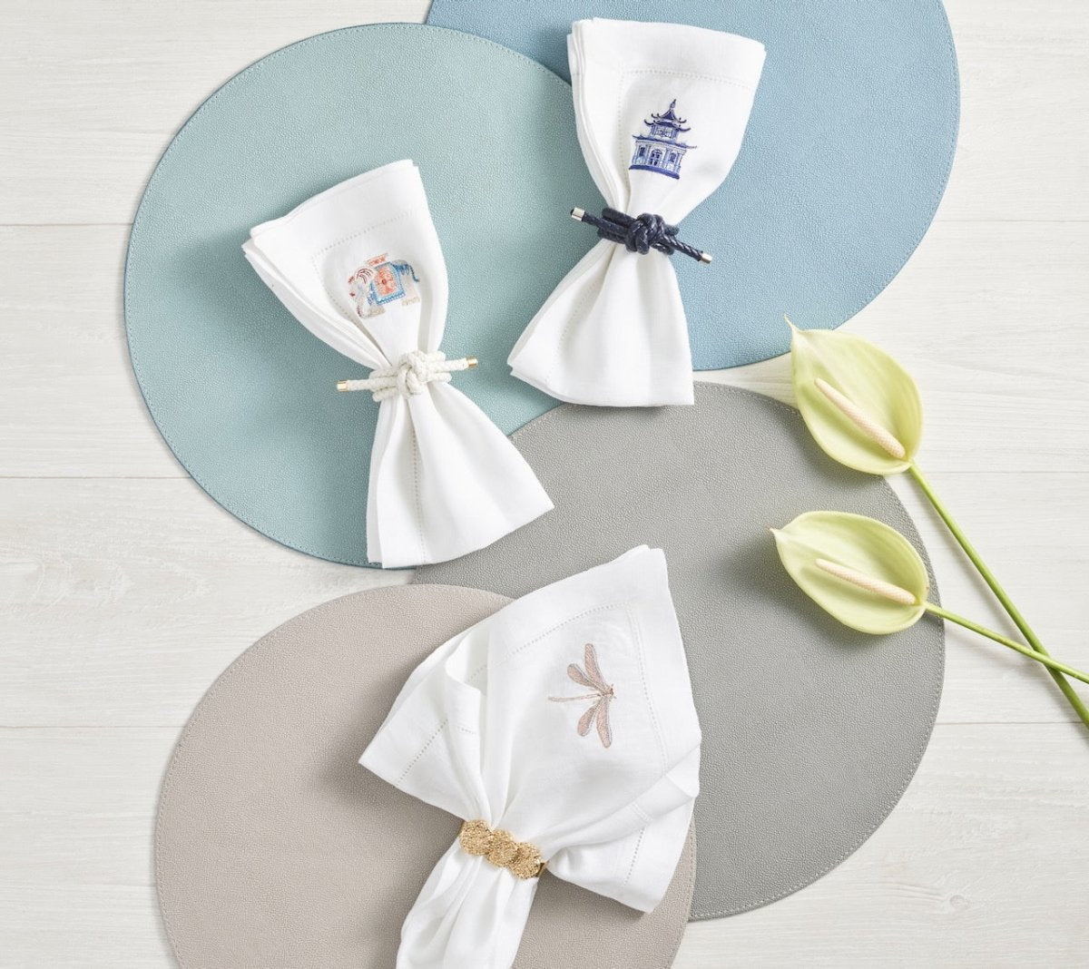 Icons Placemat in Gray & Elephant by Kim Seybert