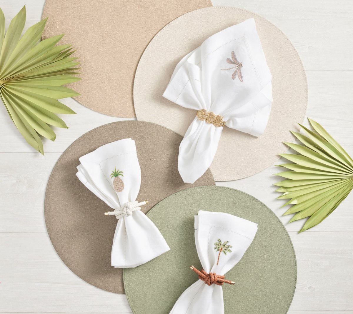 Icons Placemat in Sage & Khaki by Kim Seybert