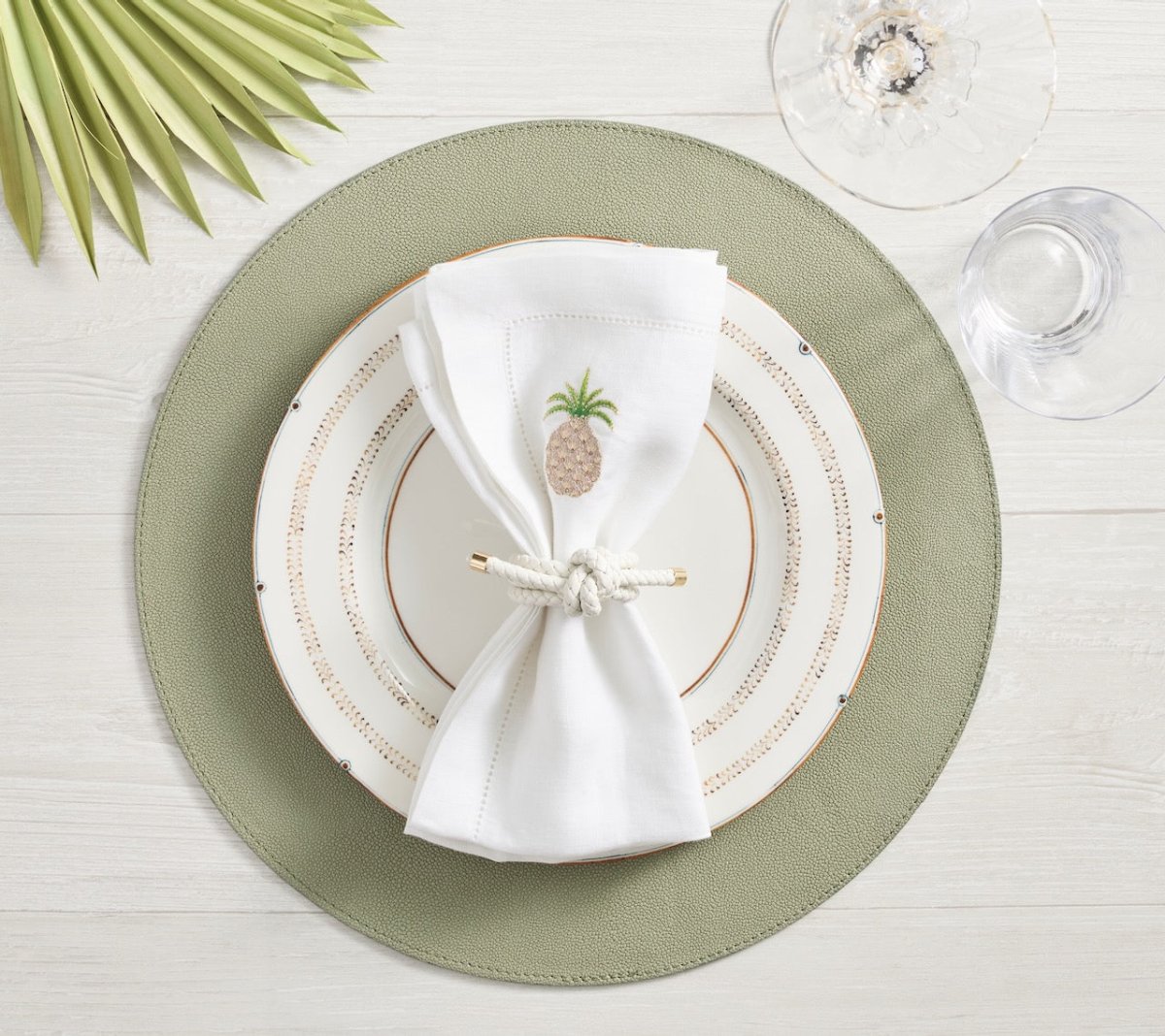 Icons Placemat in Sage & Khaki by Kim Seybert