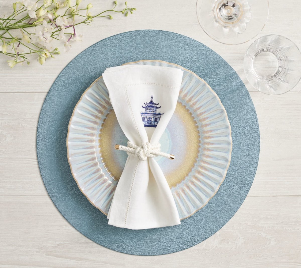 Icons Placemat in Sky & Blue by Kim Seybert