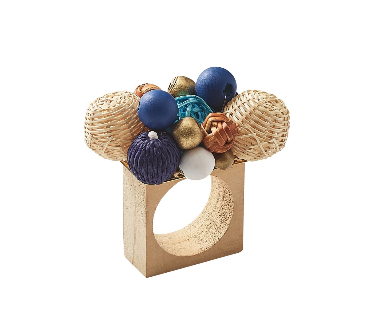 Java Napkin Ring in Natural Navy & White Set of 4 by Kim Seybert