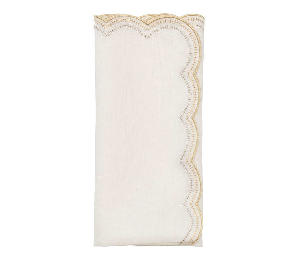Lune Napkin in White, Gold & Silver, Set of 4 by Kim Seybert