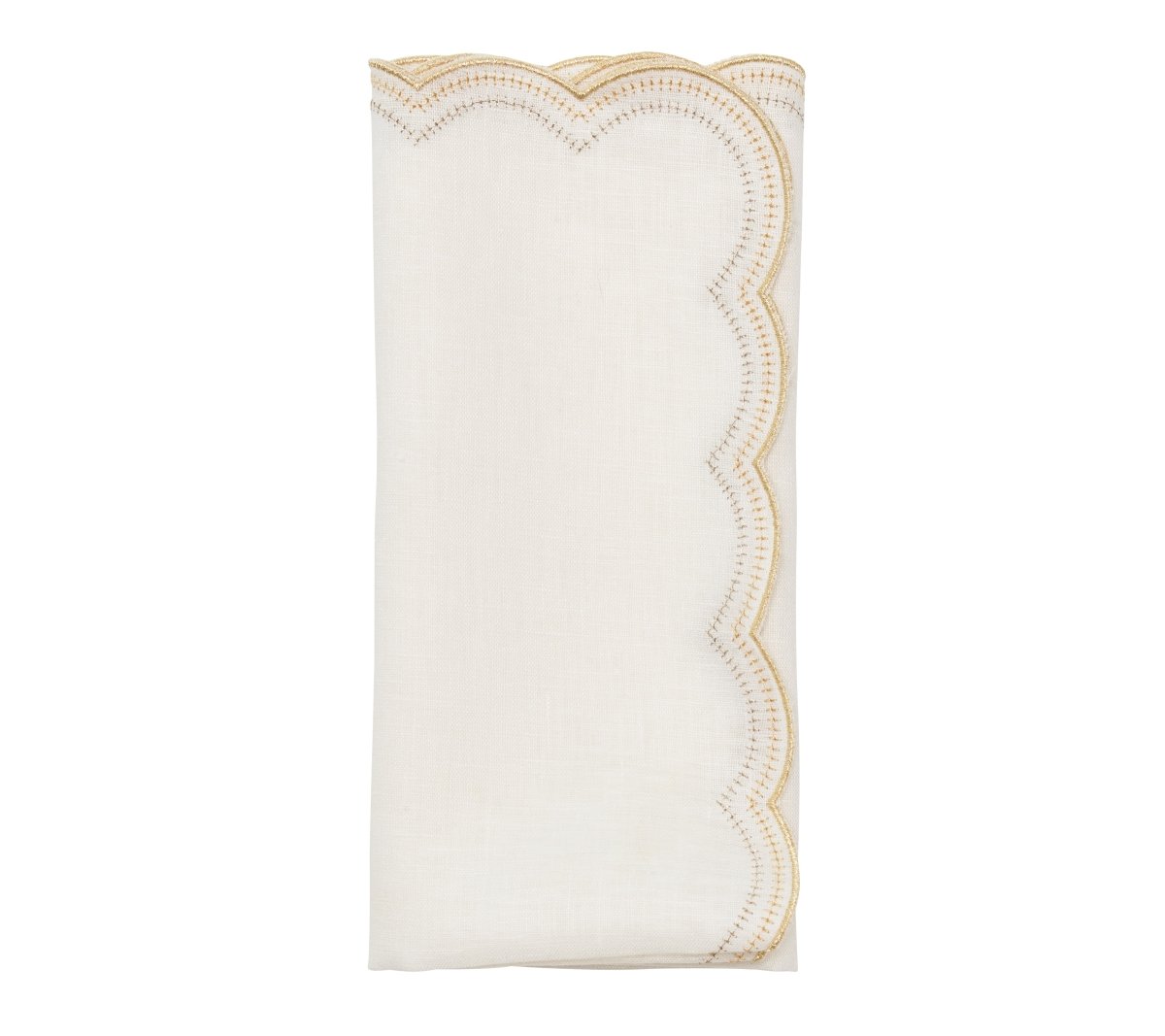 Lune Napkin in White, Gold & Silver, Set of 4 by Kim Seybert