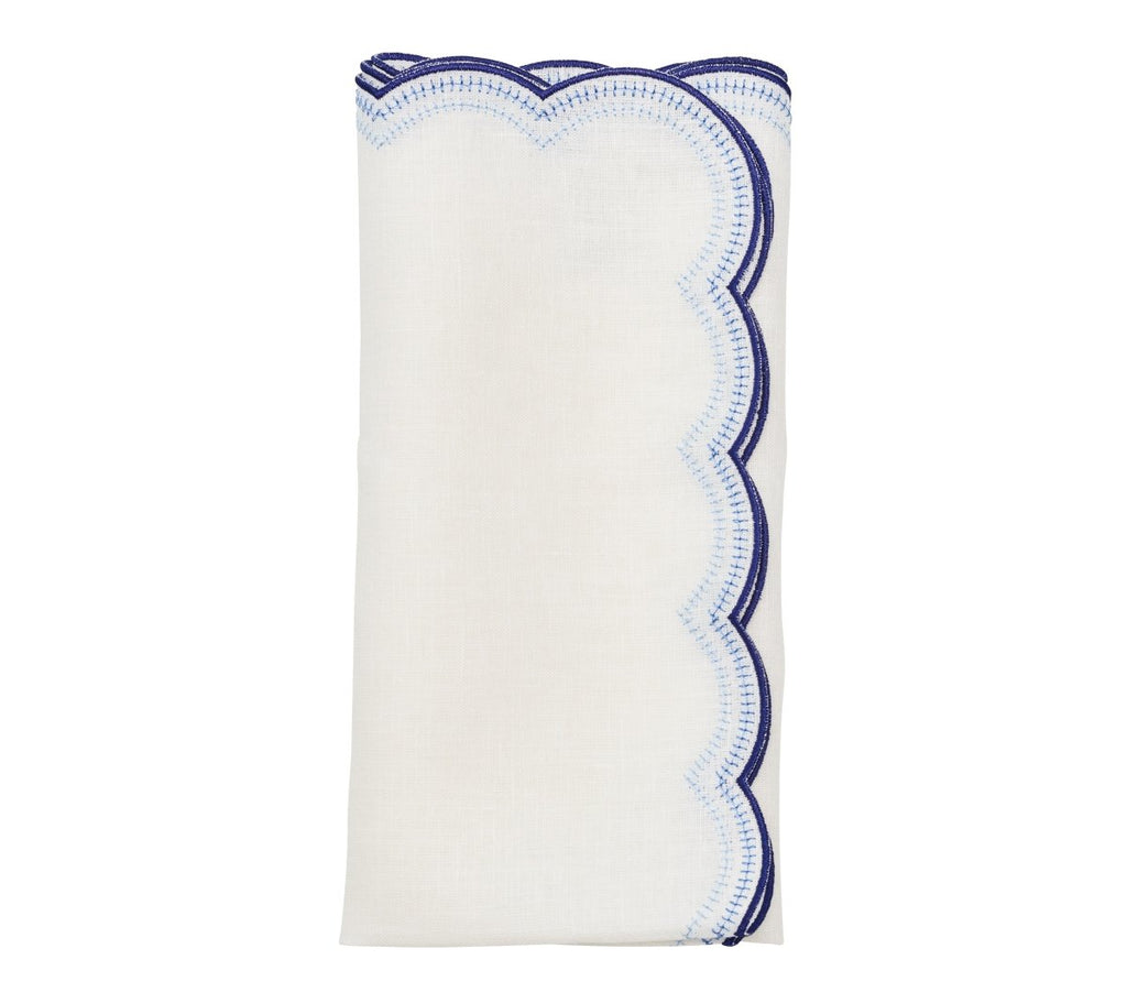 Lune Napkin in White & Navy, Set of 4 by Kim Seybert