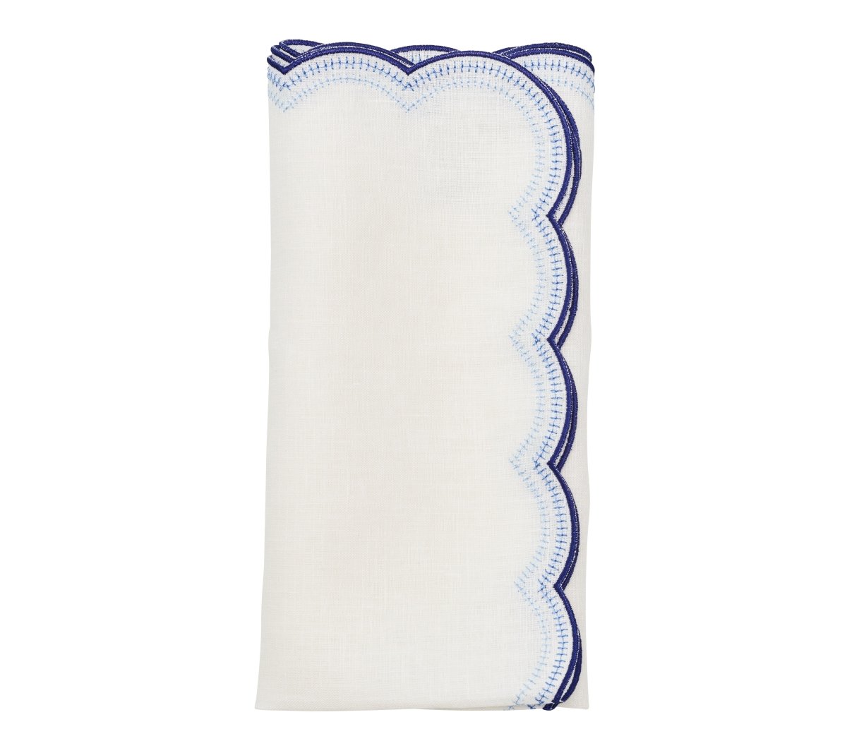 Lune Napkin in White & Navy, Set of 4 by Kim Seybert