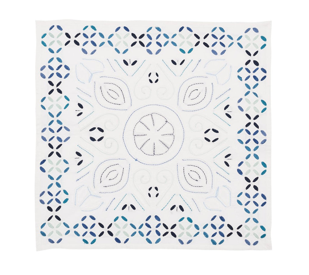 Malta Napkin in White & Blue by Kim Seybert