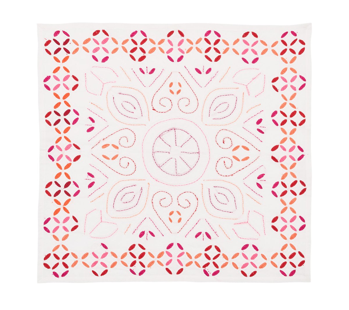 Malta Napkin in White, Pink & Orange by Kim Seybert