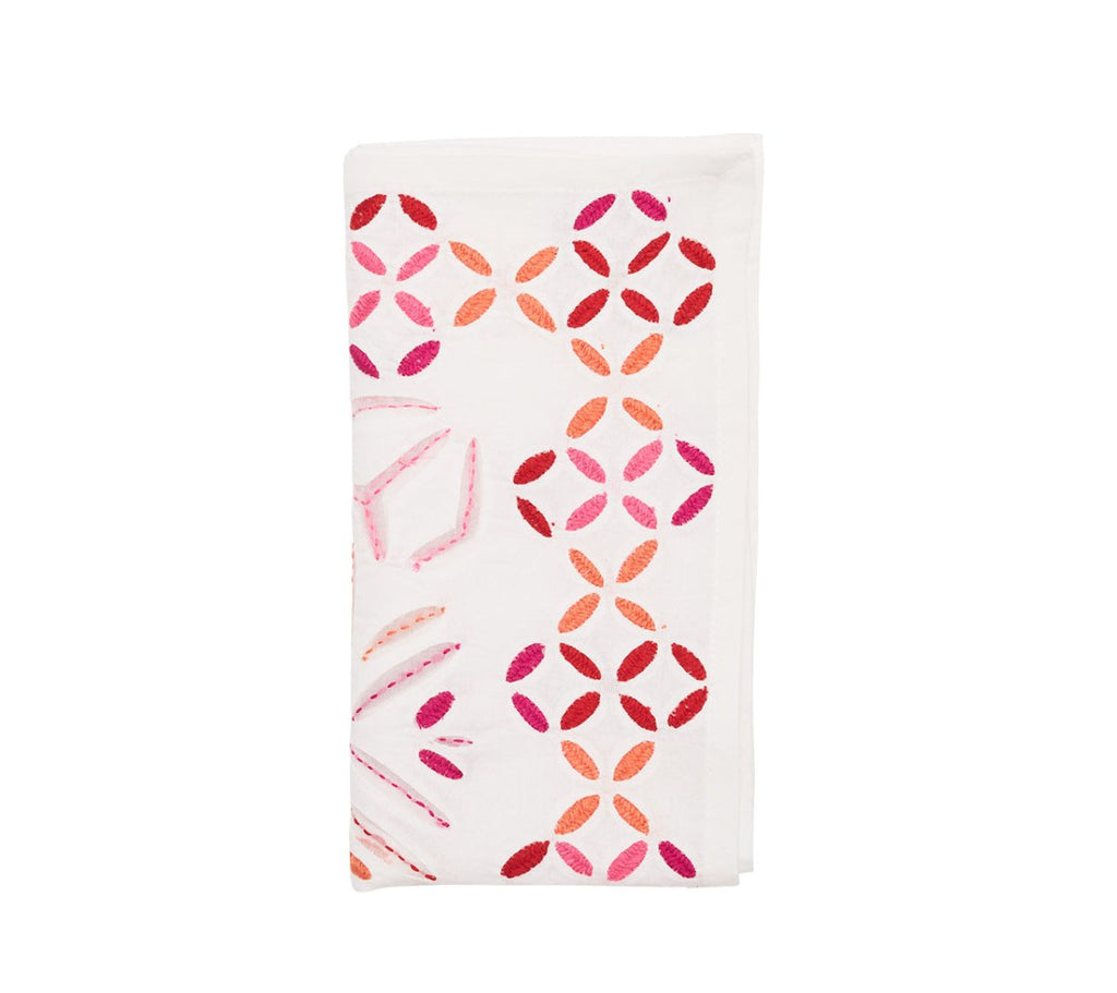 Malta Napkin in White, Pink & Orange by Kim Seybert