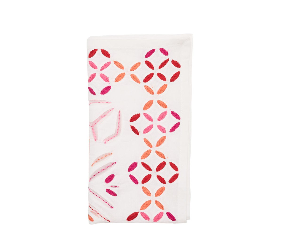 Malta Napkin in White, Pink & Orange by Kim Seybert