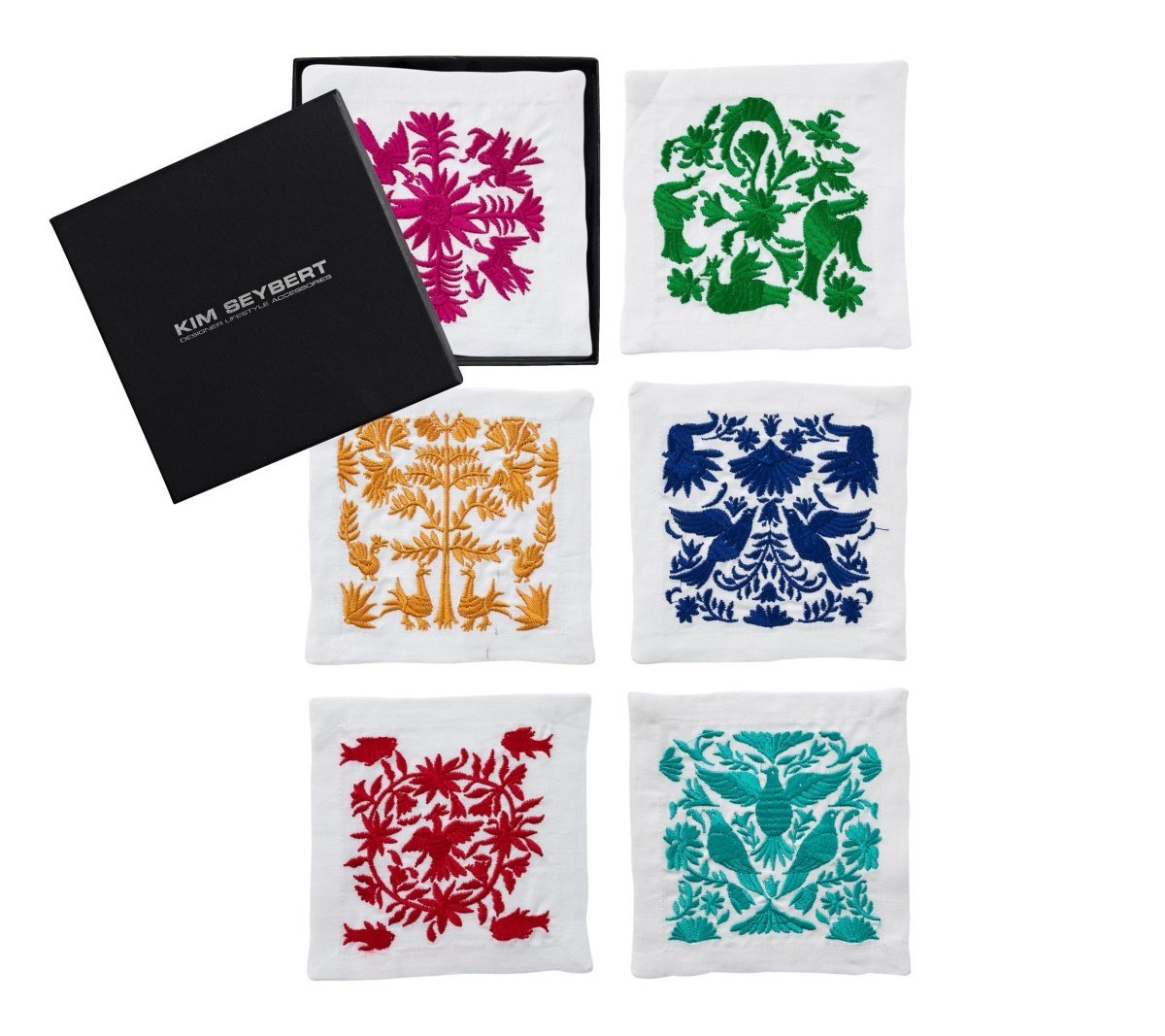 Otomi Cocktail Napkins in Multi Set of 6 in a Gift Box by Kim Seybert
