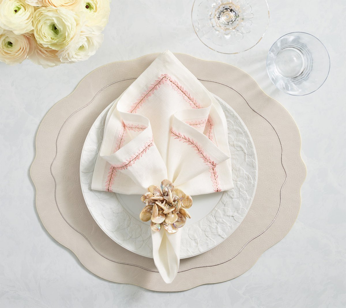 Tailored Placemat in Ivory by Kim Seybert