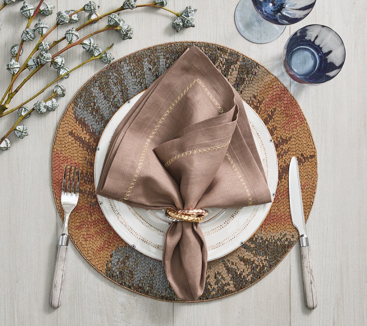 Trinity Napkin Ring in Multi Set of 4 in a Gift Box by Kim Seybert