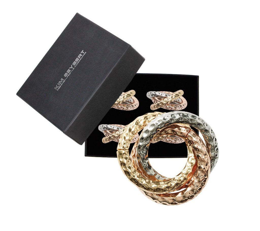 Trinity Napkin Ring in Multi Set of 4 in a Gift Box by Kim Seybert