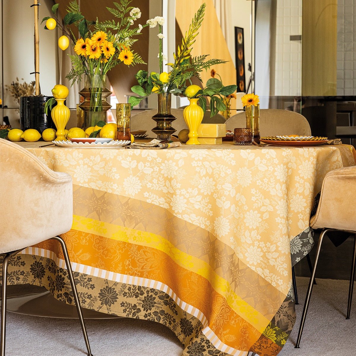 Gipsy Yellow Tablecloth By Le Jacquard Francais