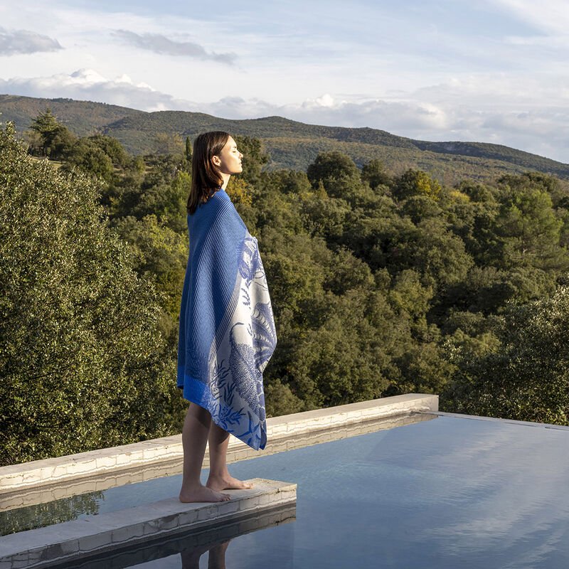 Recifs Blue Beach Towel by Le Jacquard Français