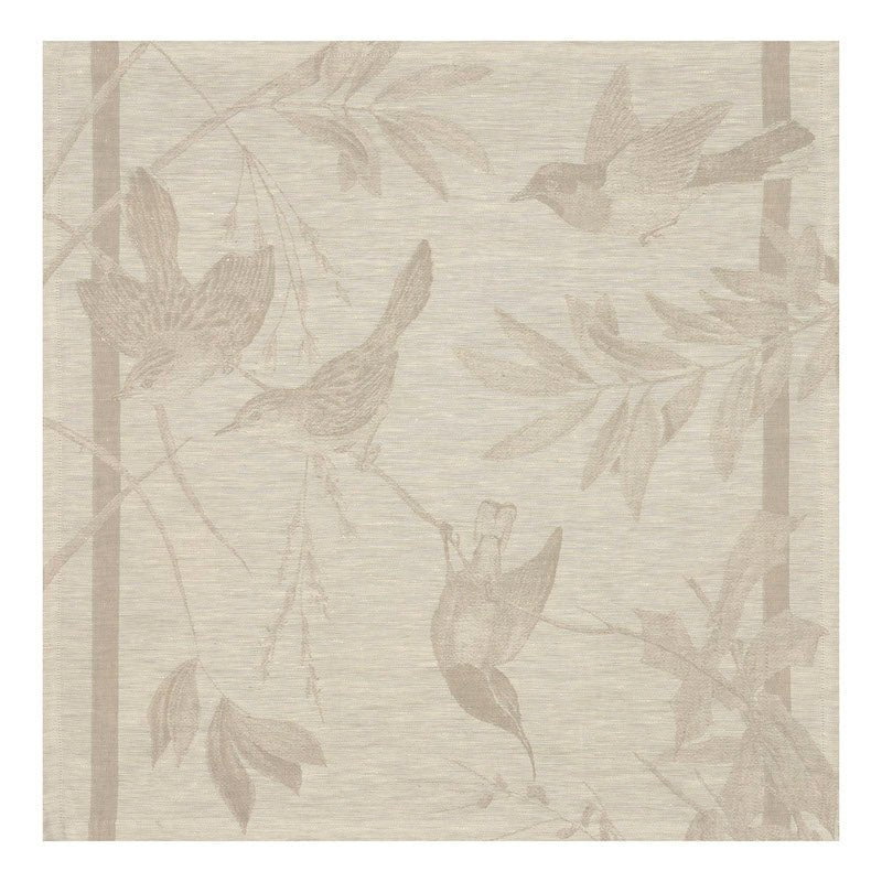 Voliere Beige Table Linens by Le Jacquard Francais