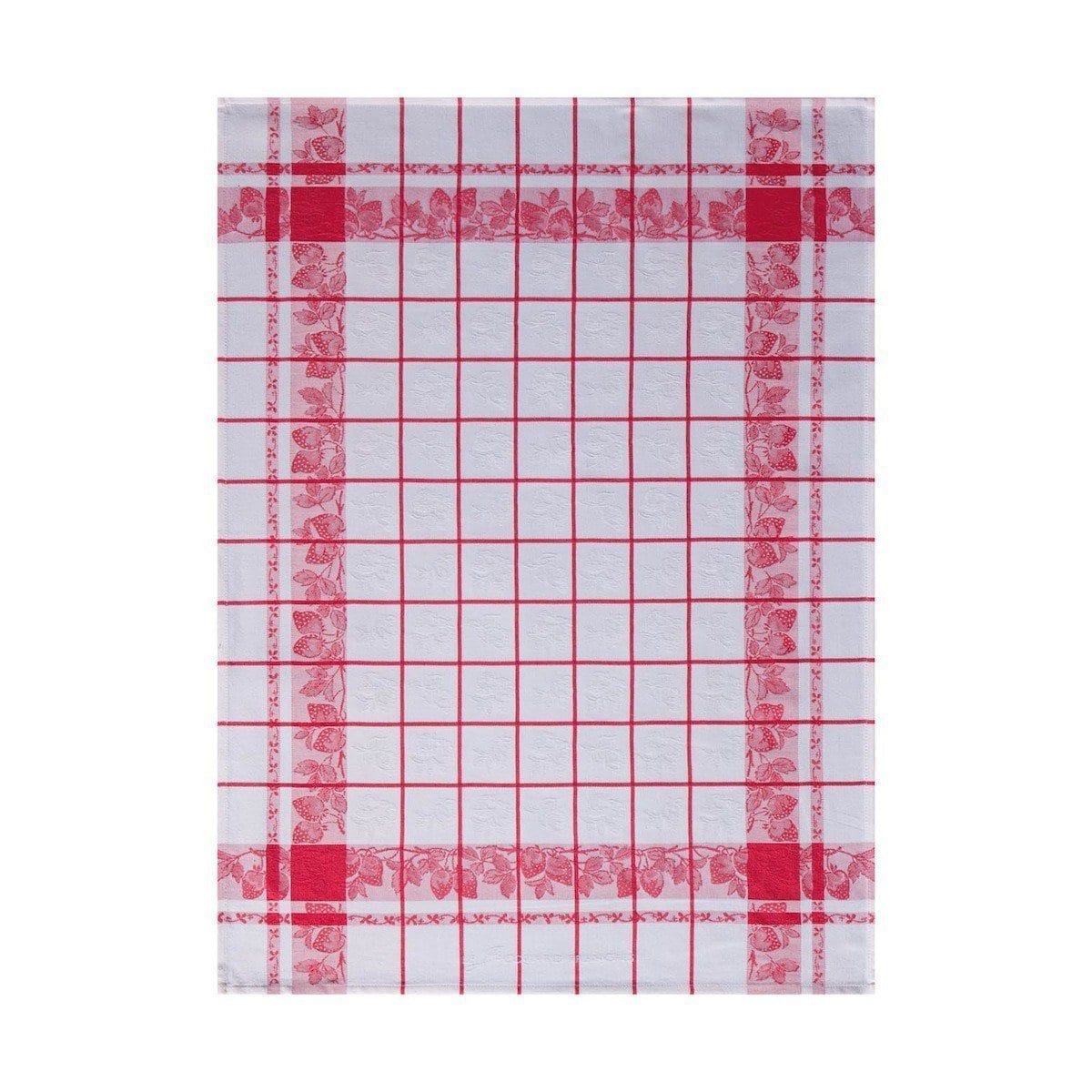 Fraises Red Tea Towel by Le Jacquard Francais