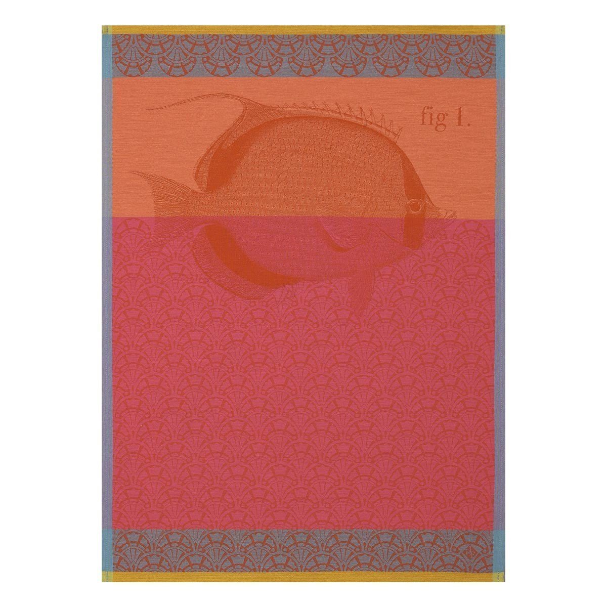 Tahiti Coral Tea Towel Set of 4 by Le Jacquard Francais