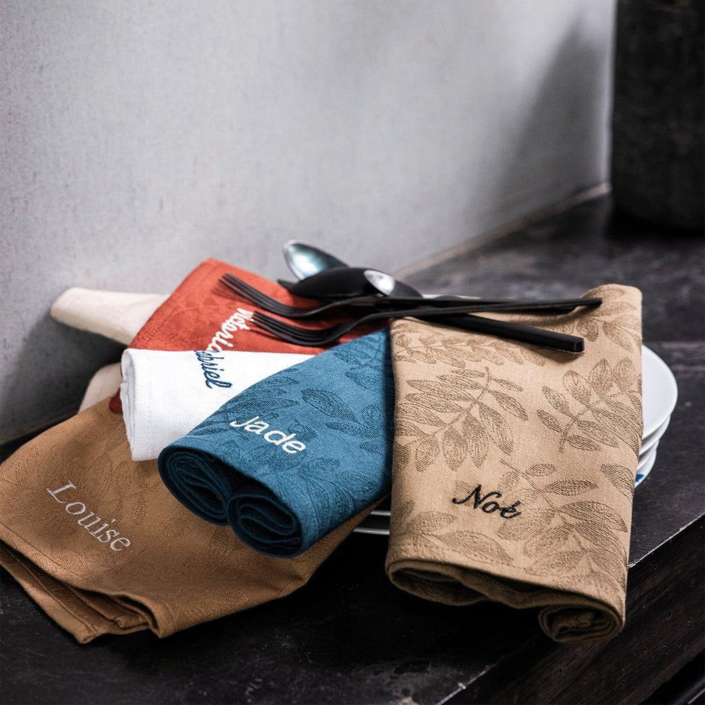 Vegetal Mood Brown Napkin By Le Jacquard Francais