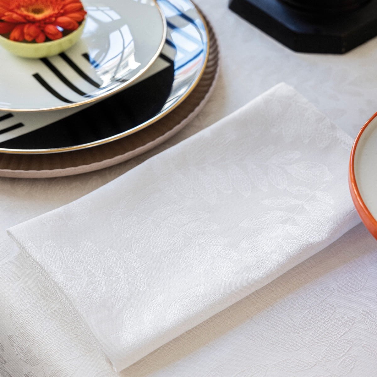 Vegetal Mood White Napkin By Le Jacquard Francais