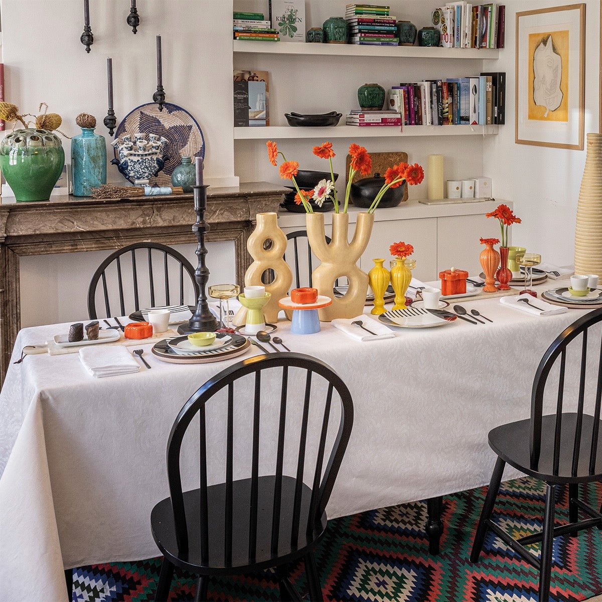 Vegetal Mood White Tablecloth By Le Jacquard Francais