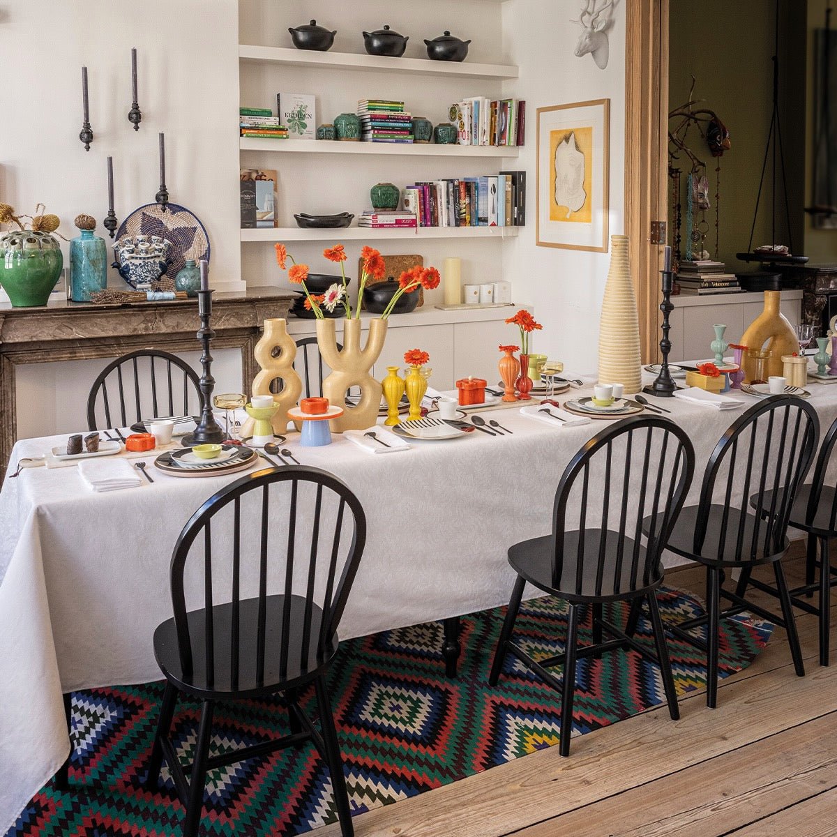 Vegetal Mood White Tablecloth By Le Jacquard Francais