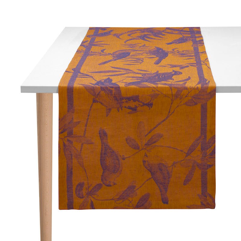 Voliere Blue Table Linens by Le Jacquard Francais