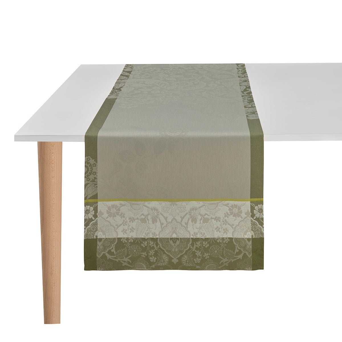 Voyage Iconique Green Table Runner by Le Jacquard Francais