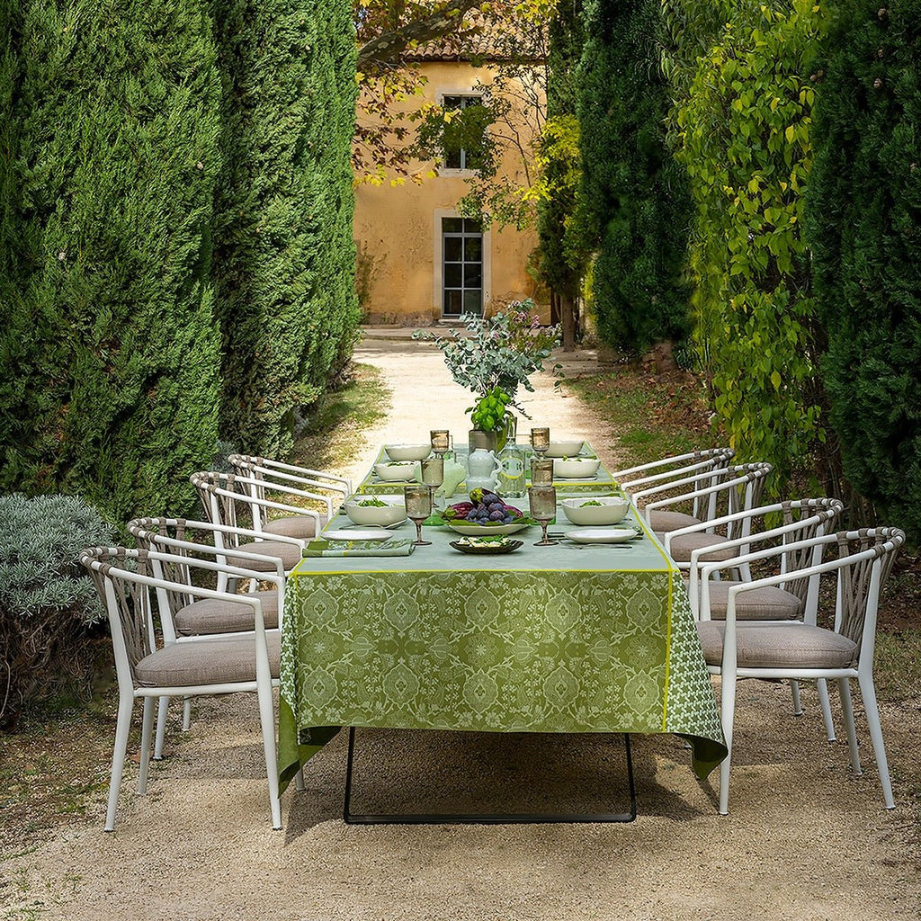 Voyage Iconique Green Tablecloth By Le Jacquard Francais