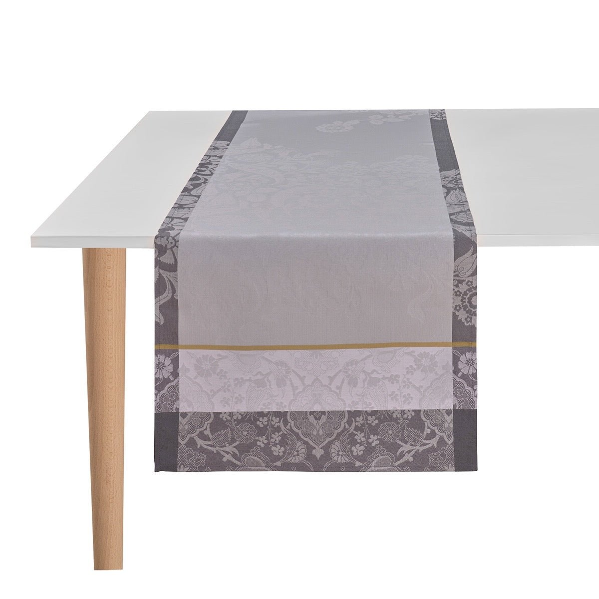 Voyage Iconique Grey Table Runner by Le Jacquard Francais
