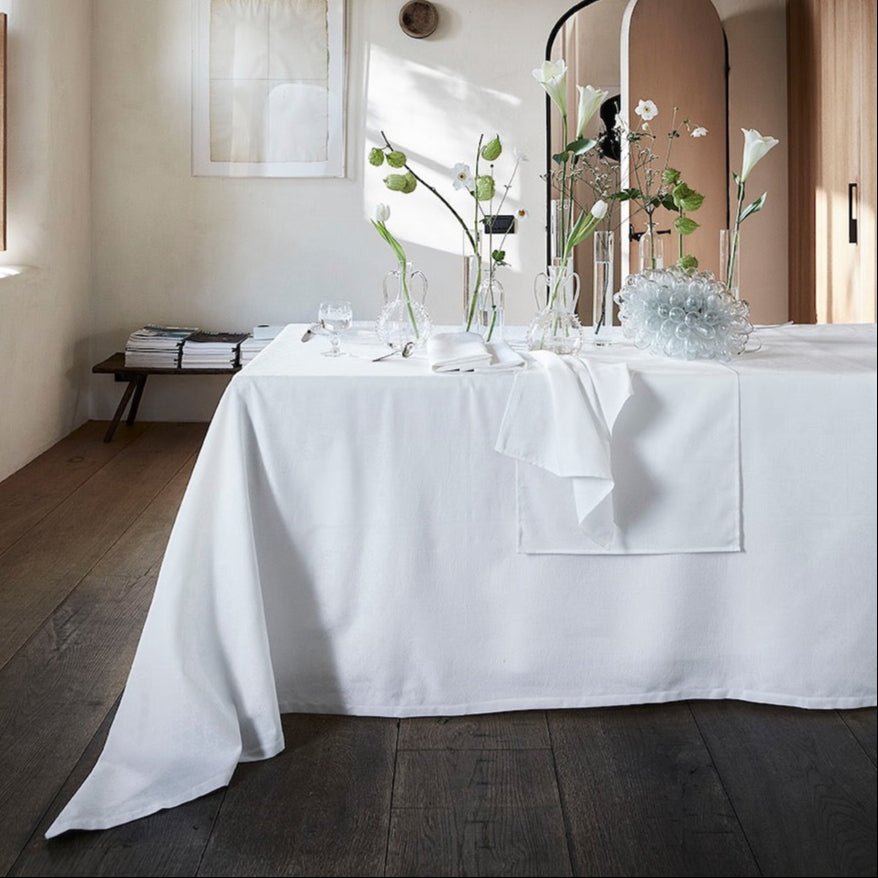 Voyage Iconique White Table Runner by Le Jacquard Francais