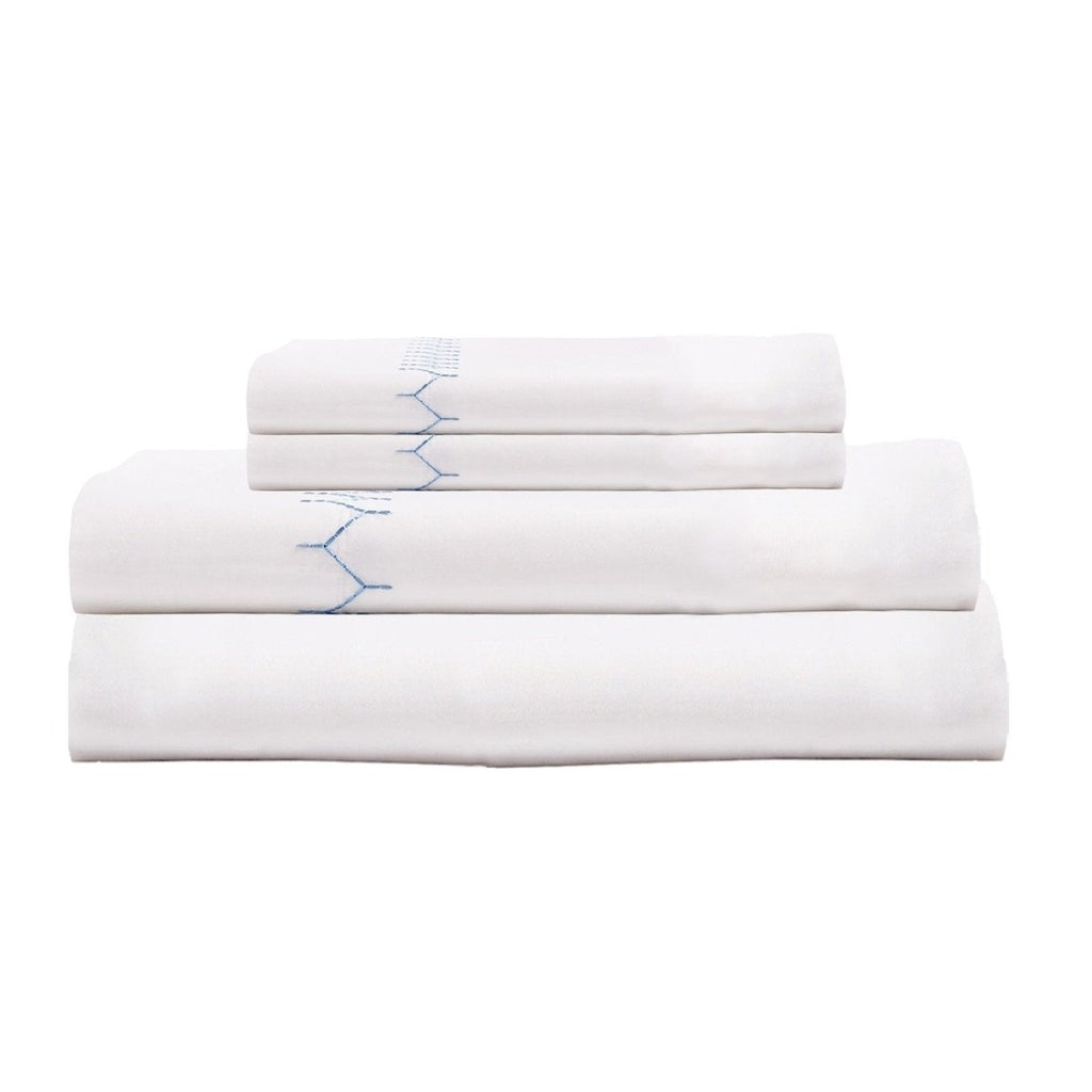 Stitched Light Indigo Sheet Sets by John Robshaw