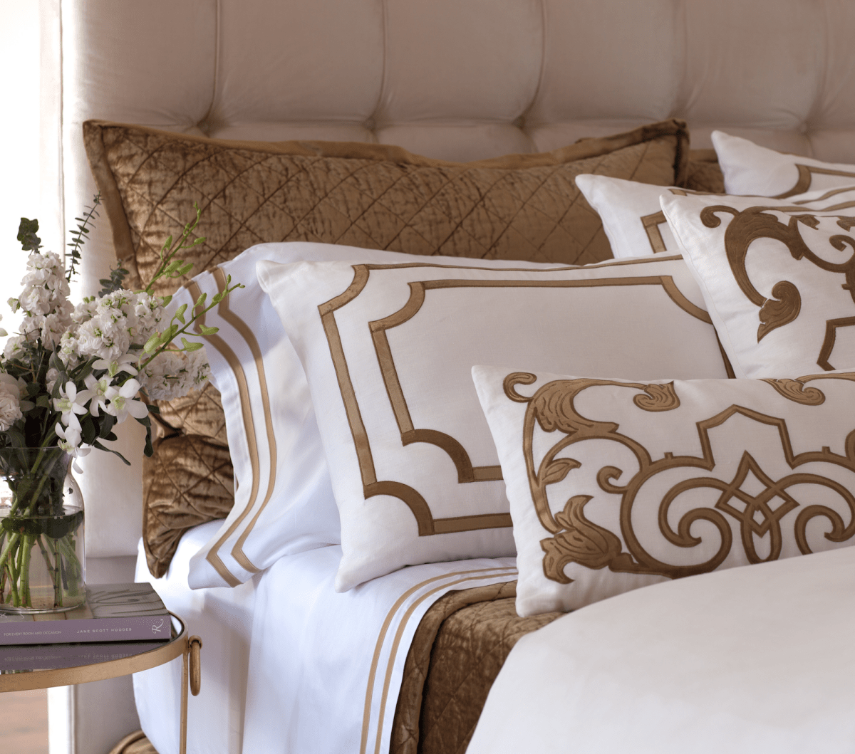 Soho White and Straw Sheets by Lili Alessandra