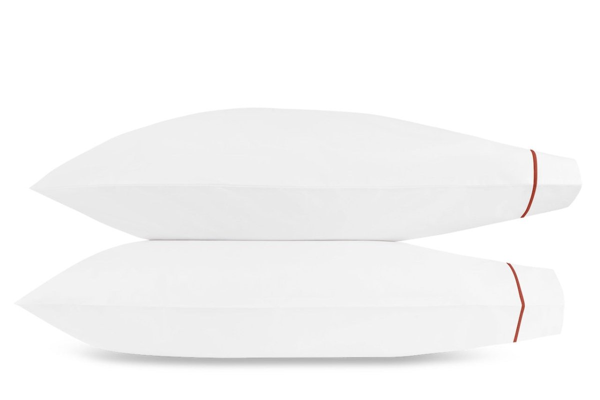 Bergamo Deep Coral Giza Percale Bedding by Matouk