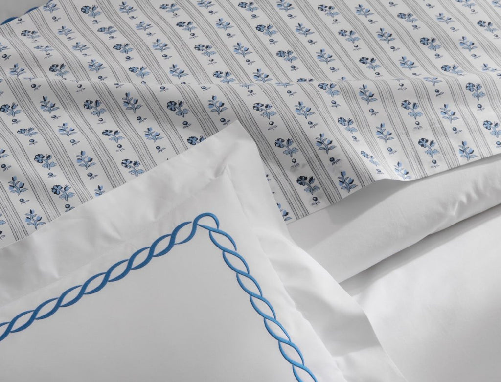 Cabanon Stripe Blue Bedding by Matouk Schumacher