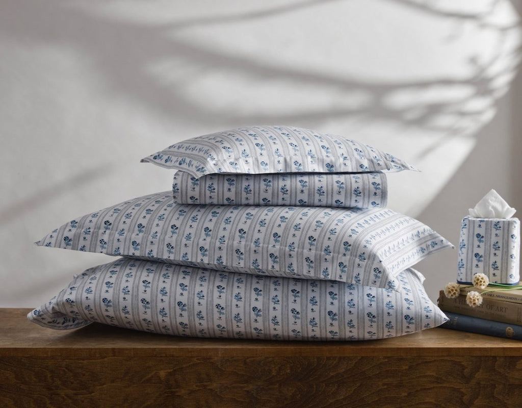 Cabanon Stripe Blue Bedding by Matouk Schumacher