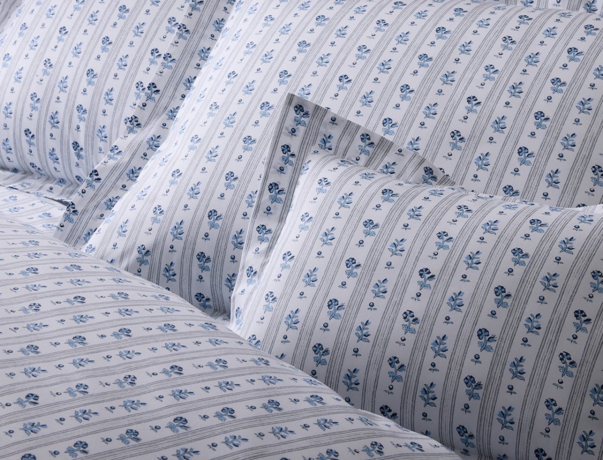 Cabanon Stripe Blue Bedding by Matouk Schumacher
