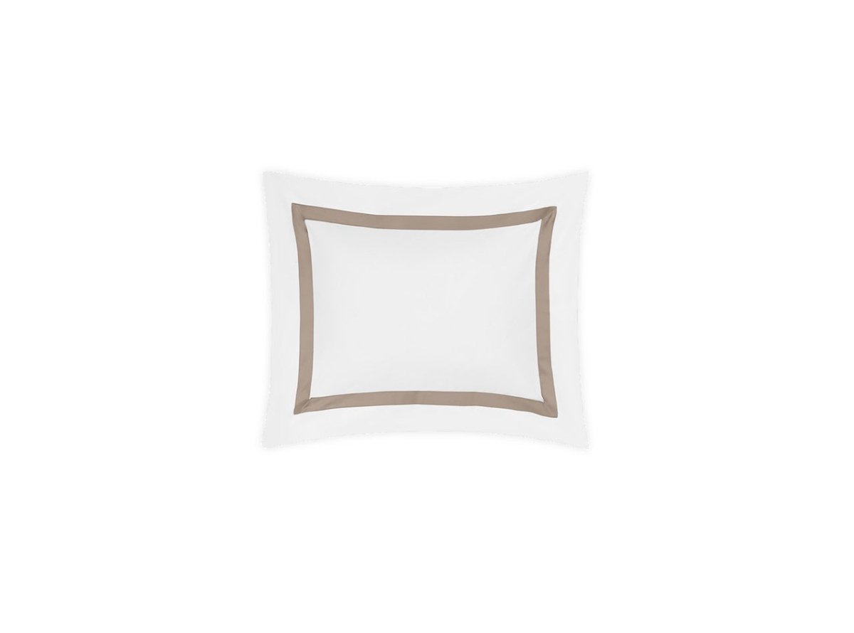 Lowell Khaki on White Bedding by Matouk