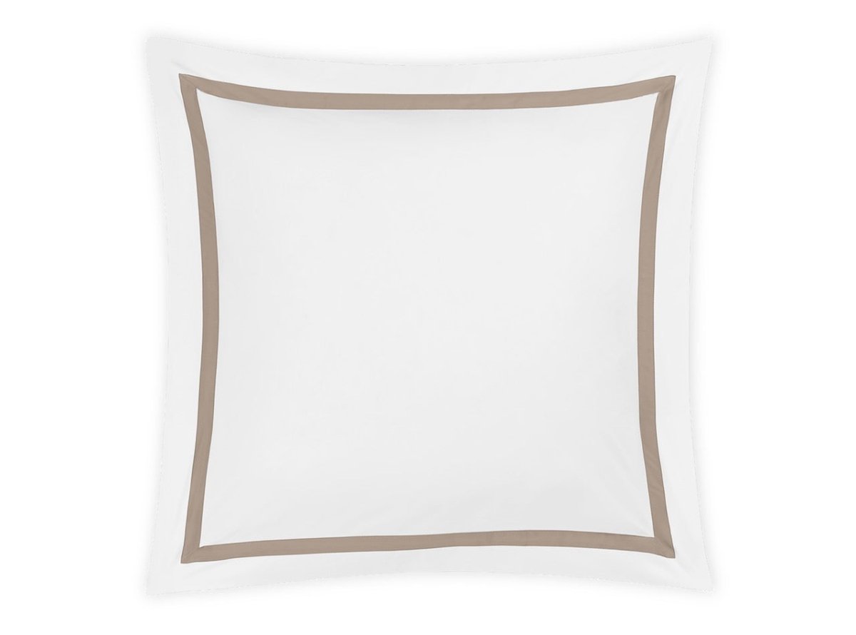 Lowell Khaki on White Bedding by Matouk