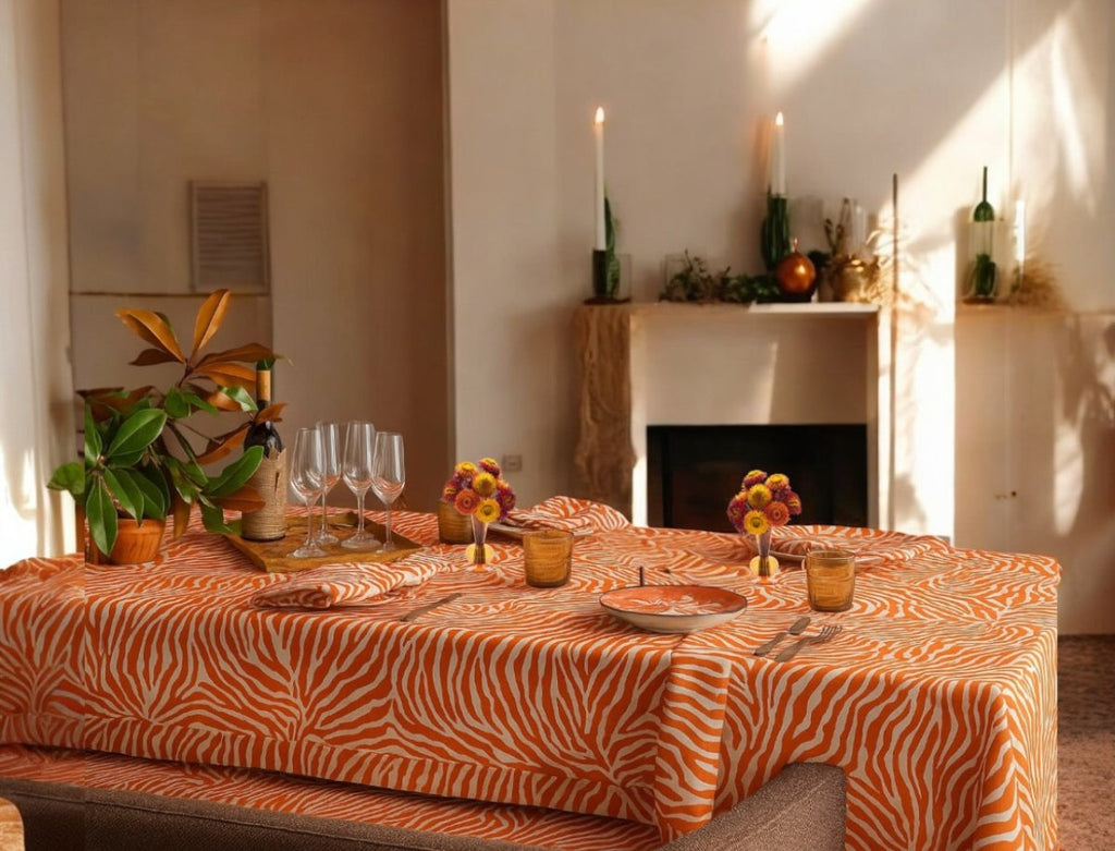 Regine Persimmon Tablecloths | Matouk Schumacher