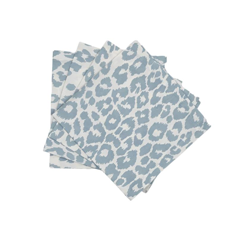 Iconic Leopard Sky Blue Table Linens by Matouk | Schumacher