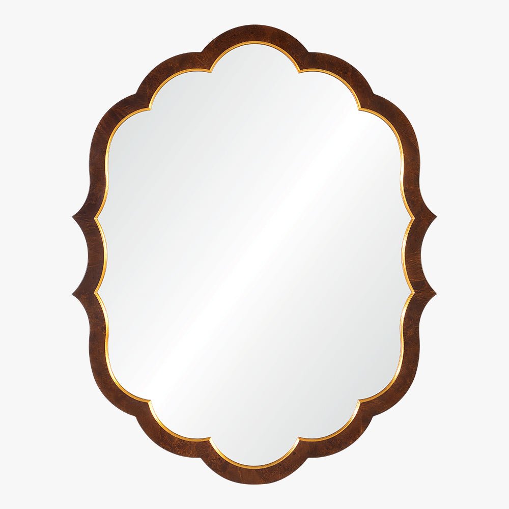 Ogee Walnut Burl Wood & Distressed Gold Leaf Mirror by Bunny Williams